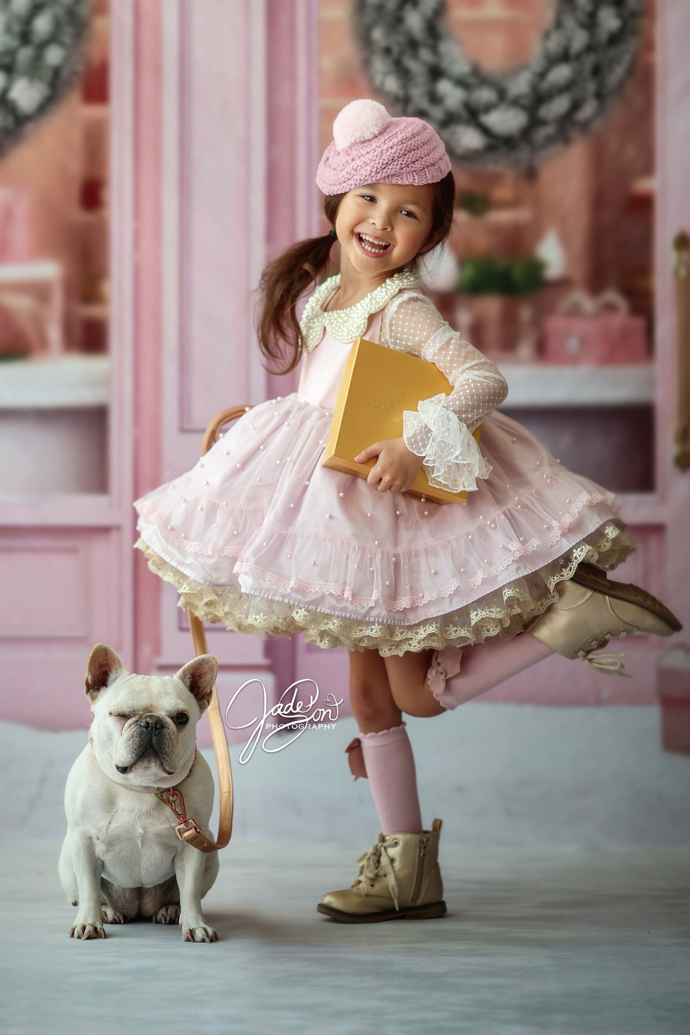 Kate Weihnachten Rosa Store Haus Tür Hintergrund von Chain Photography - Kate Backdrop.de