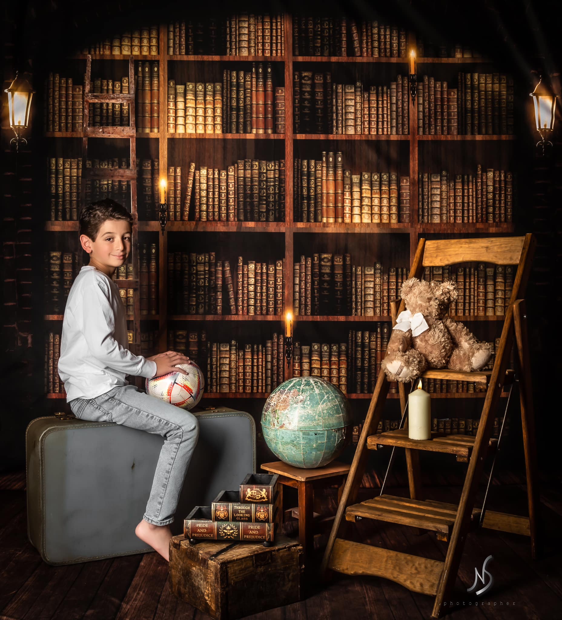 Kate Bücherregal Hintergrund Buch Bibliothek Schule für Fotografie - Kate Backdrop.de