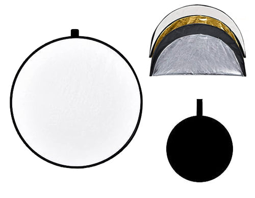 5-In-1 Faltbare Runde Multi Disk Lichtreflektor 24" 60Cm für Studiofotografie durchlässig/silber/gold/weiß/schwarz Ausrüstung - Kate Backdrop.de