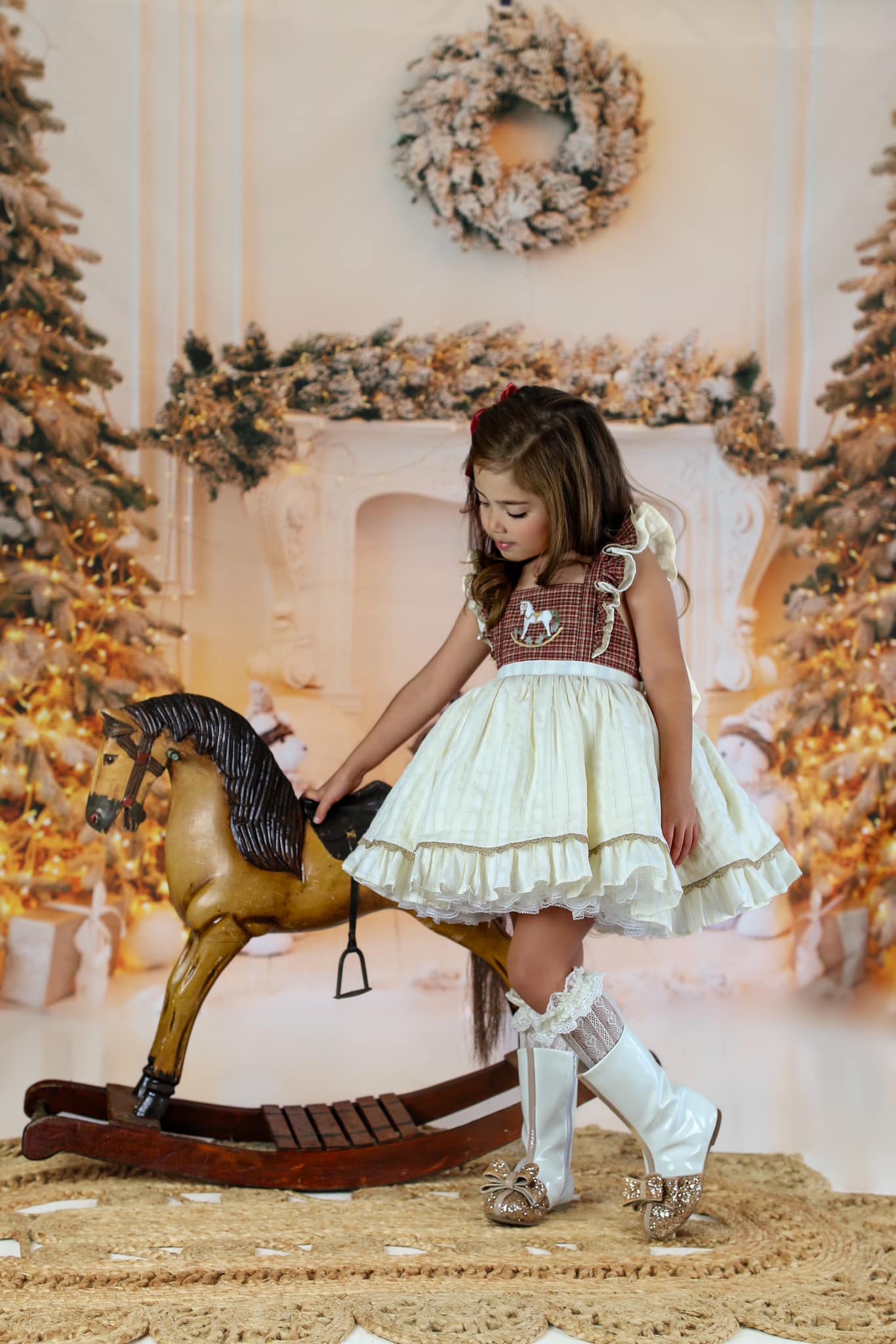 Kate Weihnachten weißer Kaminhintergrund für Fotografie