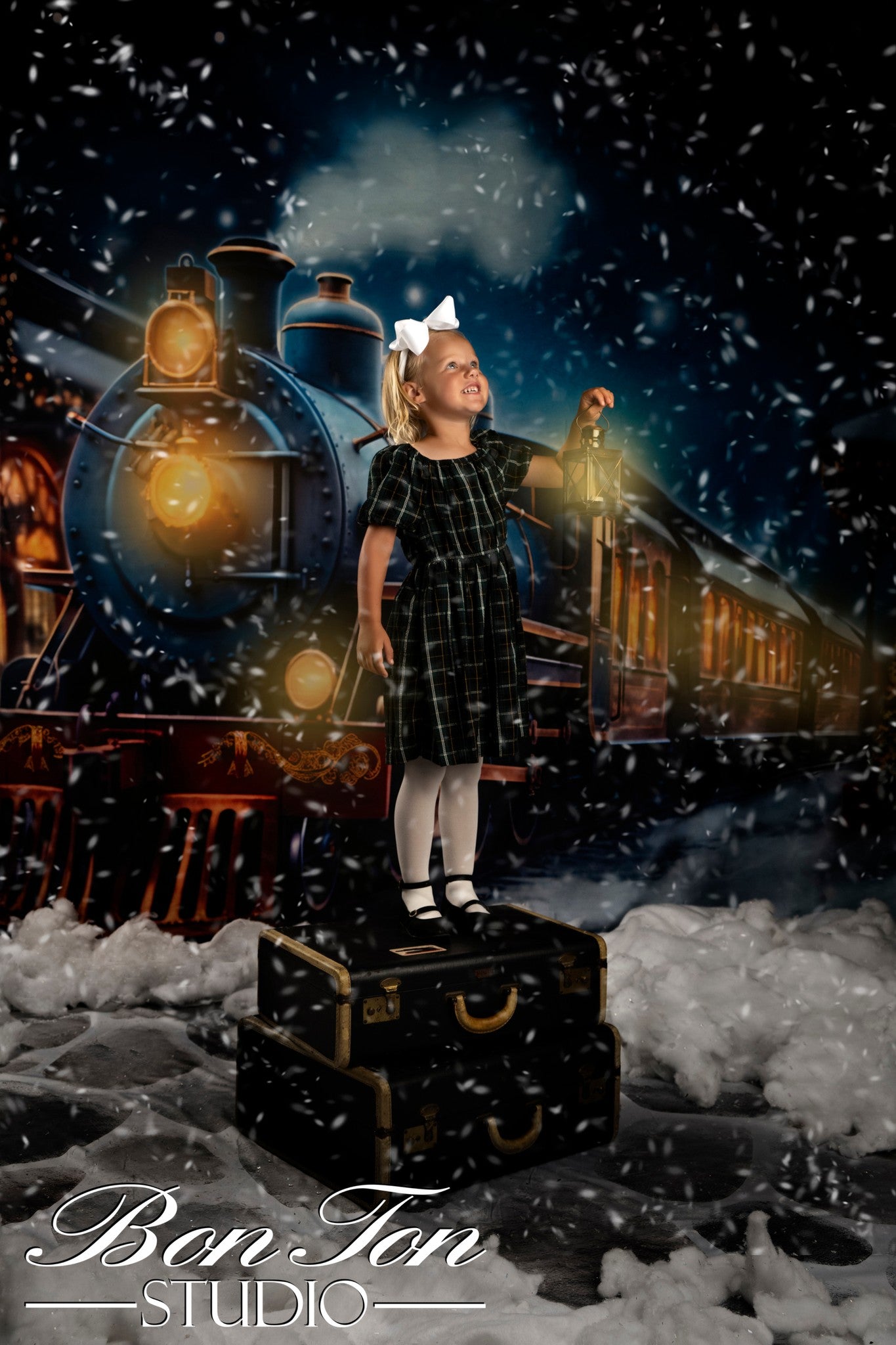 Kate Weihnachten Winter Zug Hintergrund für die Fotografie - Kate Backdrop.de