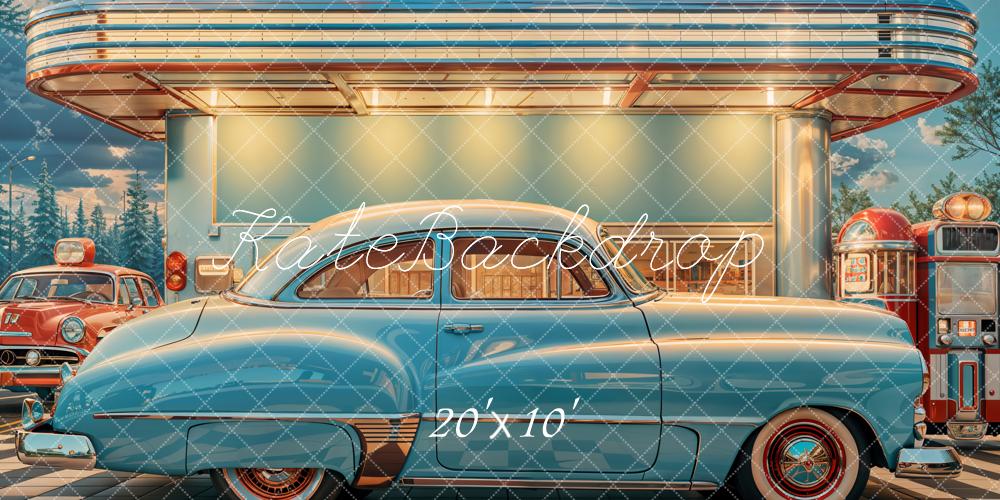 Kate Retro Diner Oldtimer Neon Hintergrund Entworfen von Emetselch - Kate Backdrop.de