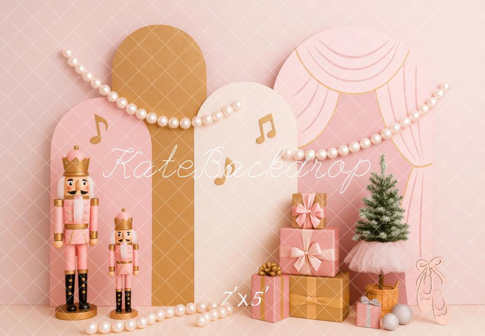 Kate Weihnachten Nussknacker Geschenke Rosa Hintergrund Entworfen von Patty Roberts - Kate Backdrop.de