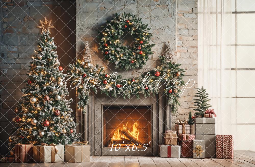 Kate Weihnachten Baum Kamin Geschenke Hintergrund Entworfen von Emetselch