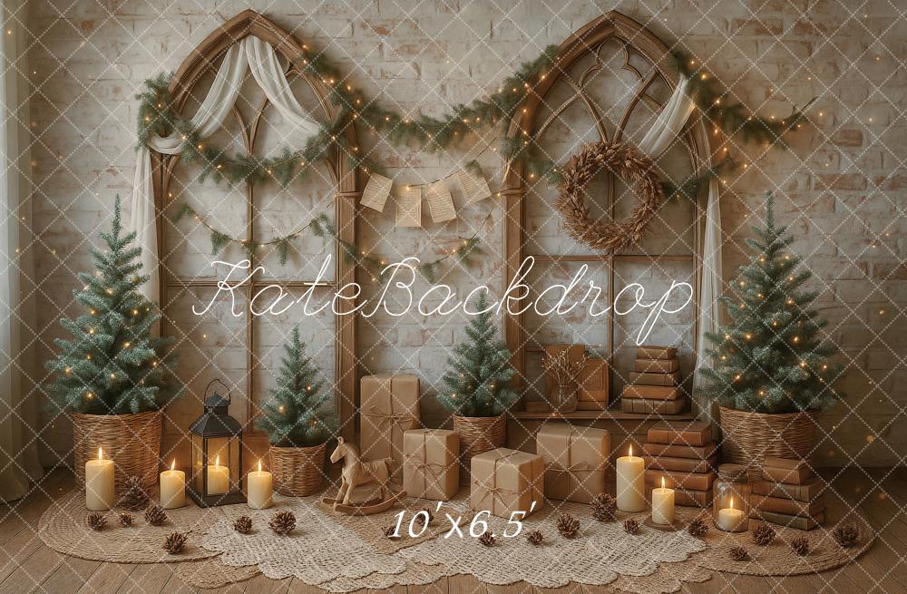Kate Weihnachten Tannen Geschenke Vintage Hintergrund Entworfen von Ashley Paul - Kate Backdrop.de