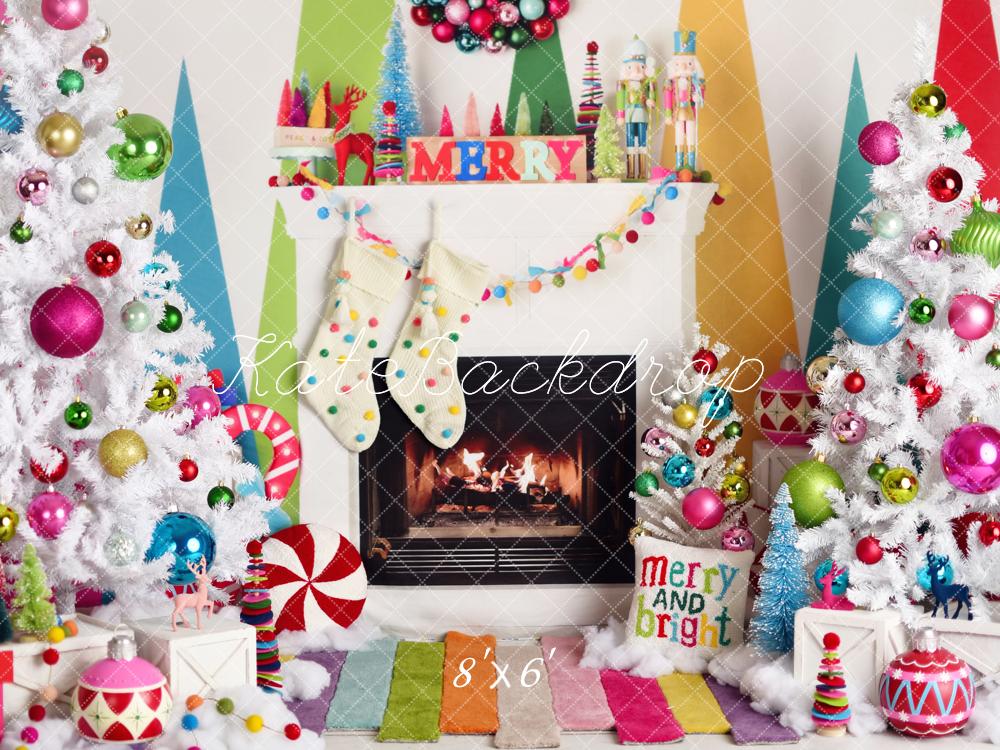 Kate Weihnachten Kamin Bunte Dekoration Hintergrund Entworfen von Mandy Ringe