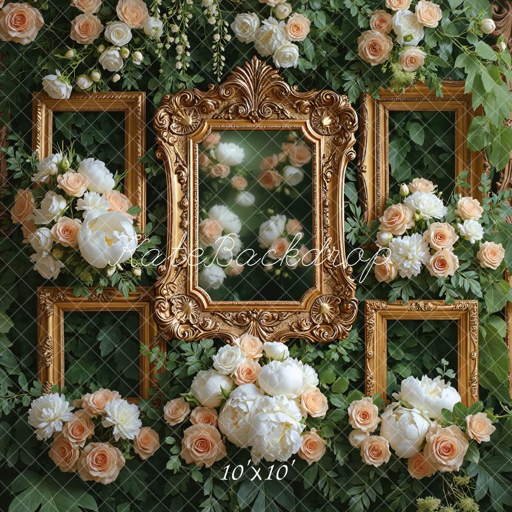 Kate Hochzeit Goldene Rahmen Blumen Hintergrund Entworfen von Mini MakeBelieve