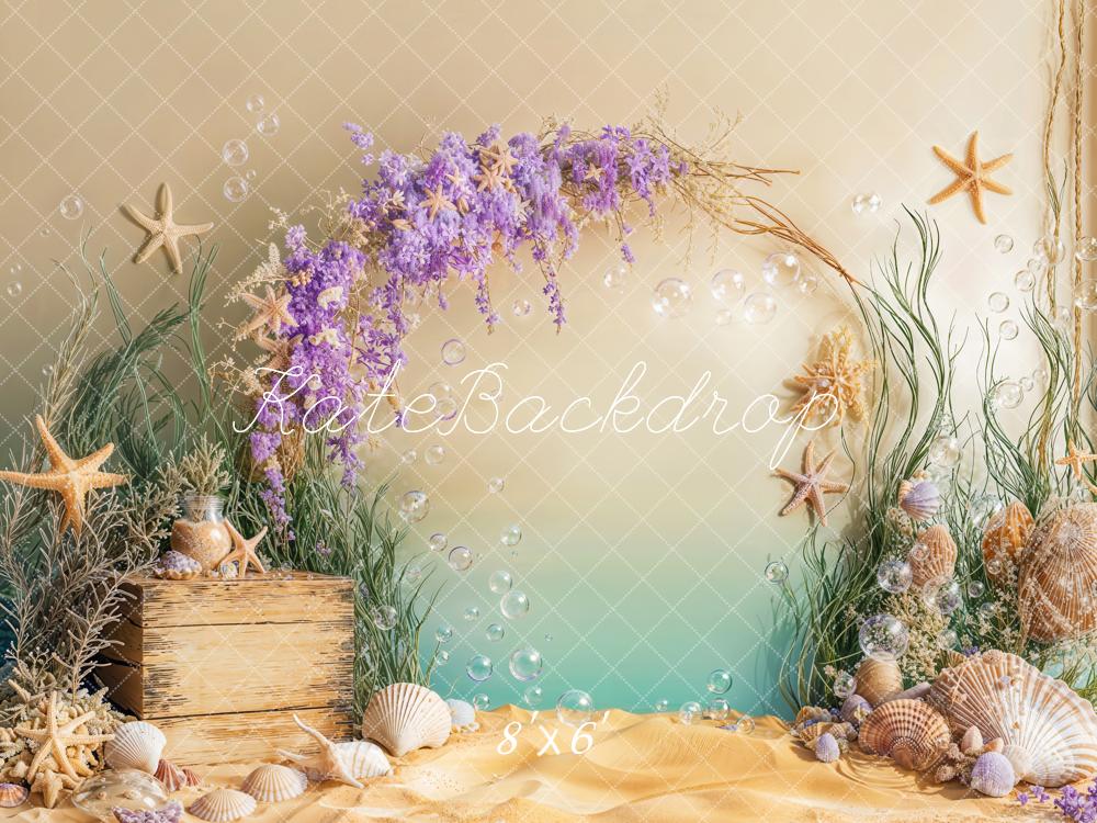 Kate Flower Arch Seesterne Muscheln Meer Fleece Hintergrund Entworfen von Emetselch - Kate Backdrop.de