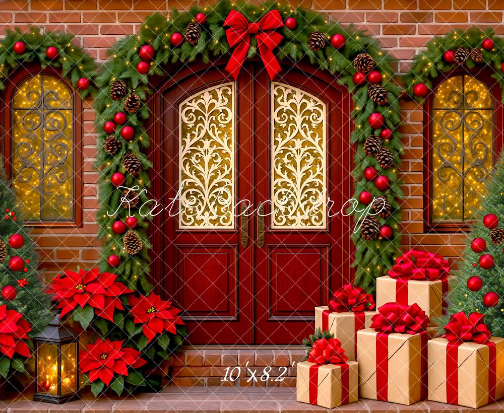 Kate Weihnachten Tür Geschenke Rot Hintergrund Entworfen von Mini MakeBelieve - Kate Backdrop.de