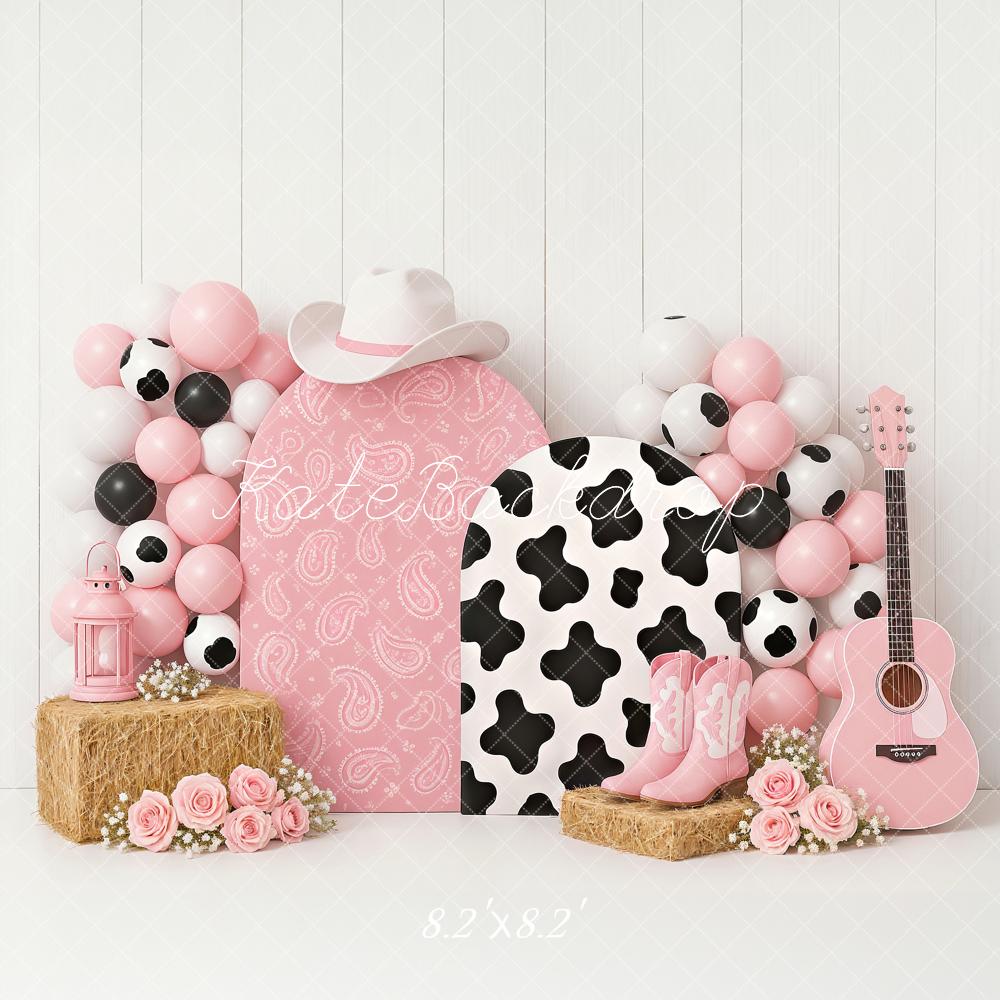 Kate Cowgirl Western Rosa Ballons Hintergrund Entworfen von Ashley Paul - Kate Backdrop.de