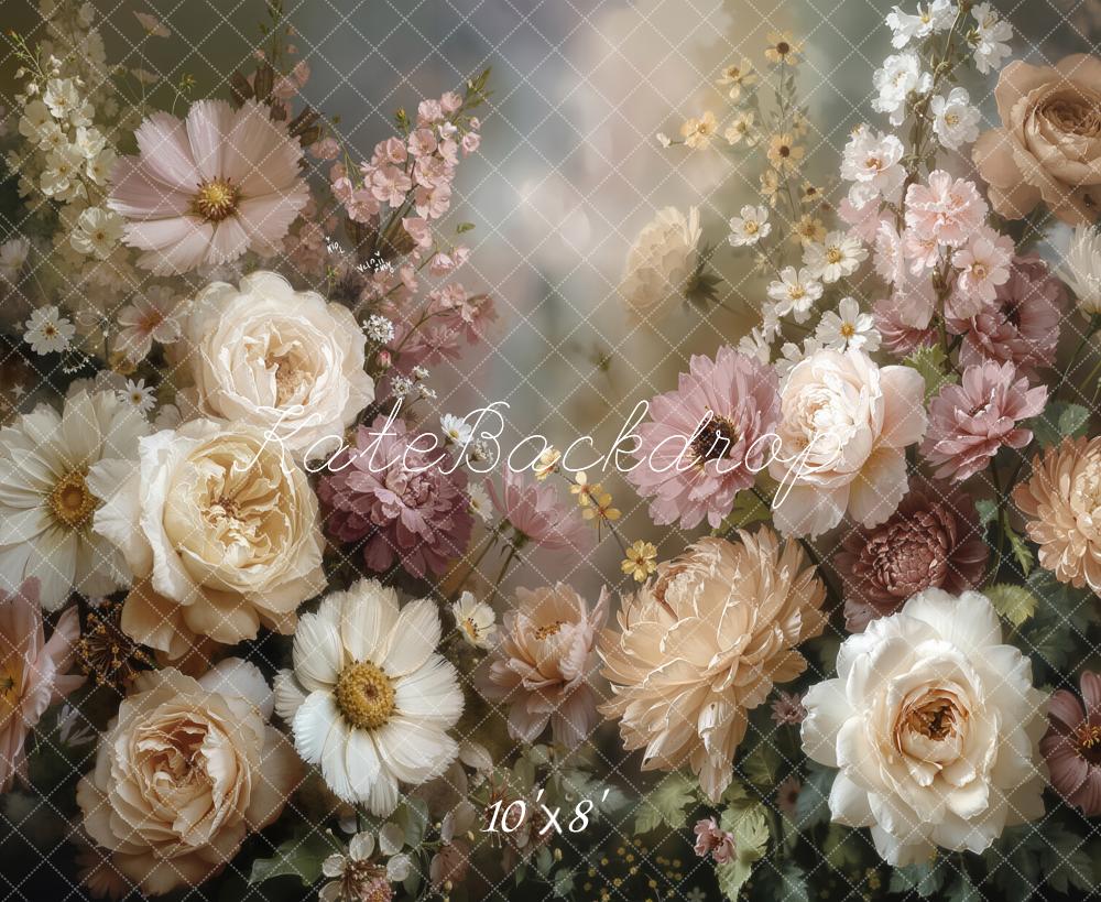 Kate Blumen Romantik Pastell Fleece Hintergrund Entworfen von Emetselch - Kate Backdrop.de