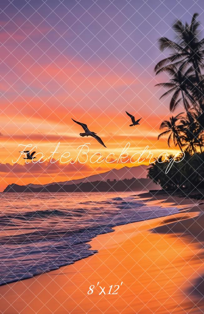 Kate Sommer Strand Sonnenuntergang Orange Fleece Hintergrund Entworfen von Emetselch - Kate Backdrop.de