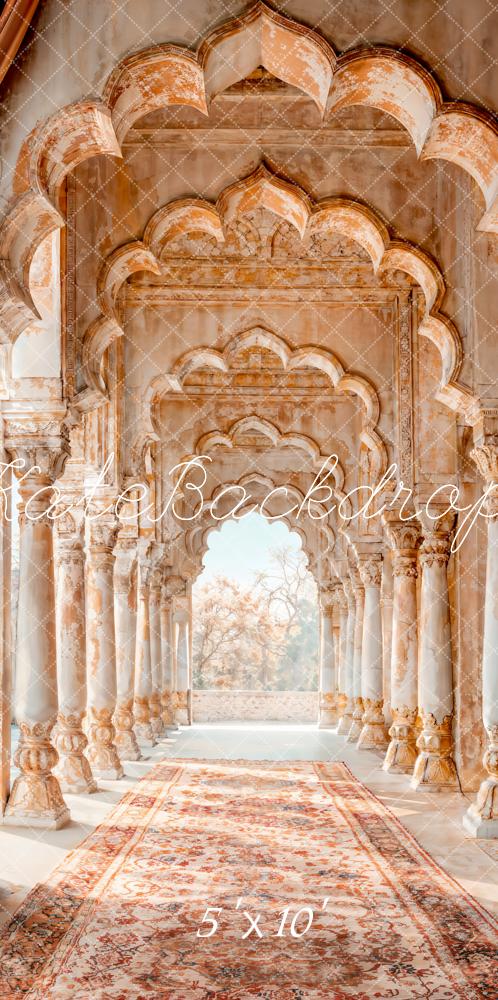 Kate Orientalische Architektur Säulen Teppich Braun Hintergrund Entworfen von Emetselch - Kate Backdrop.de
