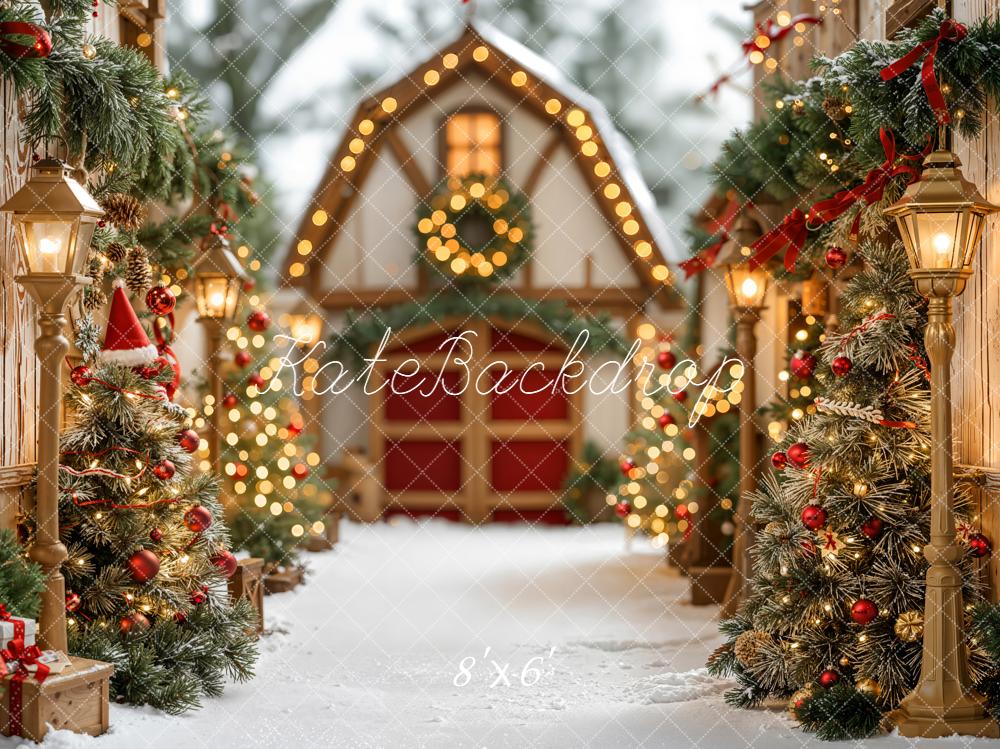 Kate Weihnachten Tannen Haus Lichter Hintergrund Entworfen von Emetselch - Kate Backdrop.de