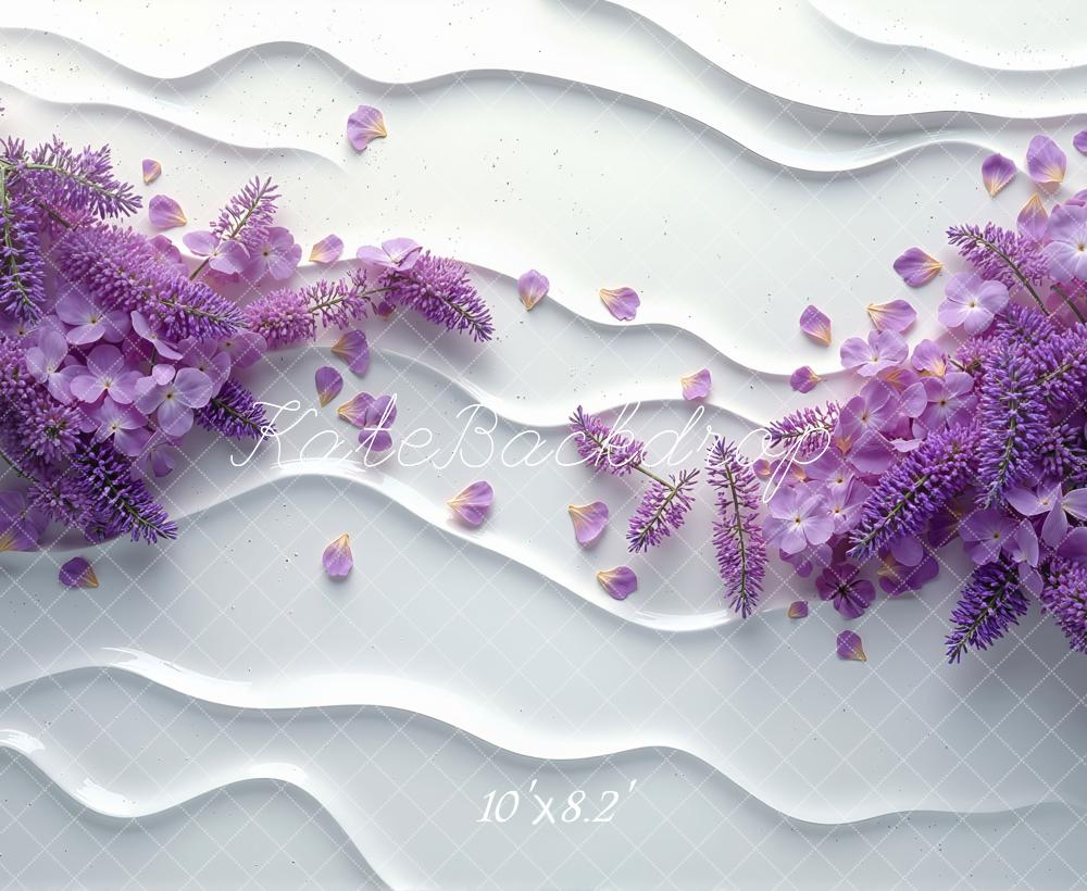 Kate Blume Lila Weiß Abstrakt Hintergrund Entworfen von Mini MakeBelieve
