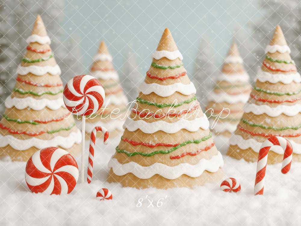 Kate Weihnachten Keksbäume Zuckerstangen Winter Hintergrund Entworfen von Patty Roberts - Kate Backdrop.de