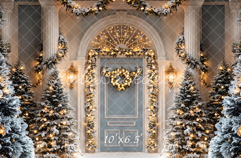 Kate Weihnachten Tür Girlanden Schneebäume Hintergrund Entworfen von Emetselch