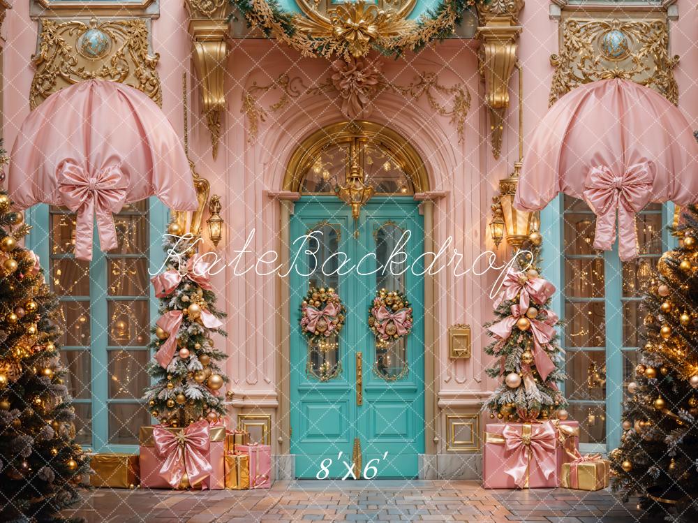 Kate Weihnachten Türkis Tür Rosa Dekor Hintergrund Entworfen von Emetselch
