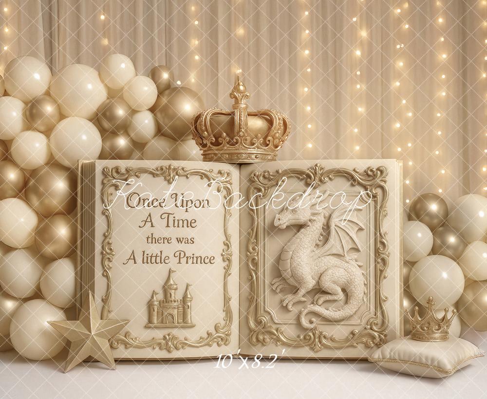 Kate Prinz Märchenbuch Krone Gold Hintergrund Entworfen von Ashley Paul - Kate Backdrop.de