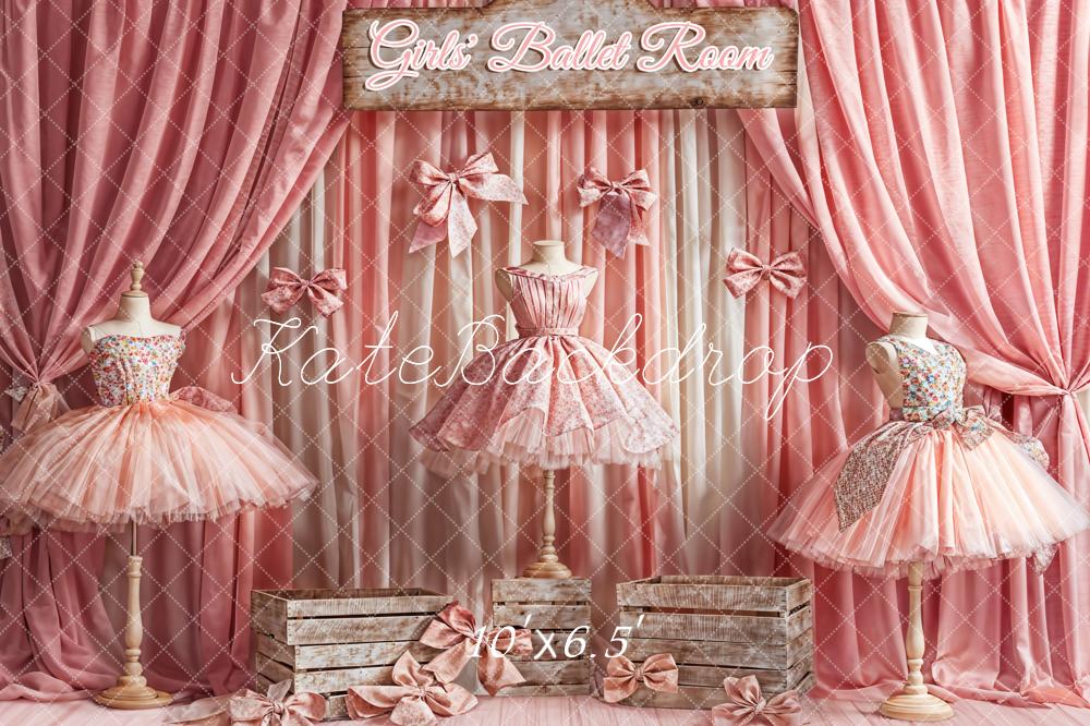 Kate Ballett Mädchenkleider Rosa Vorhang Hintergrund Entworfen von Emetselch