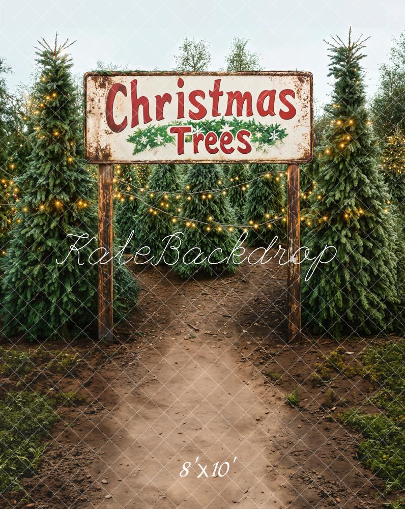 Kate Weihnachten Tannenbaum Lichterkette Vintage Fleece Hintergrund Entworfen von Emetselch - Kate Backdrop.de