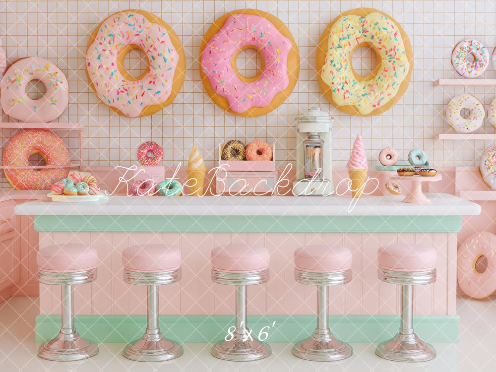 Kate Donut Café Pastell Hintergrund Entworfen von Patty Roberts - Kate Backdrop.de