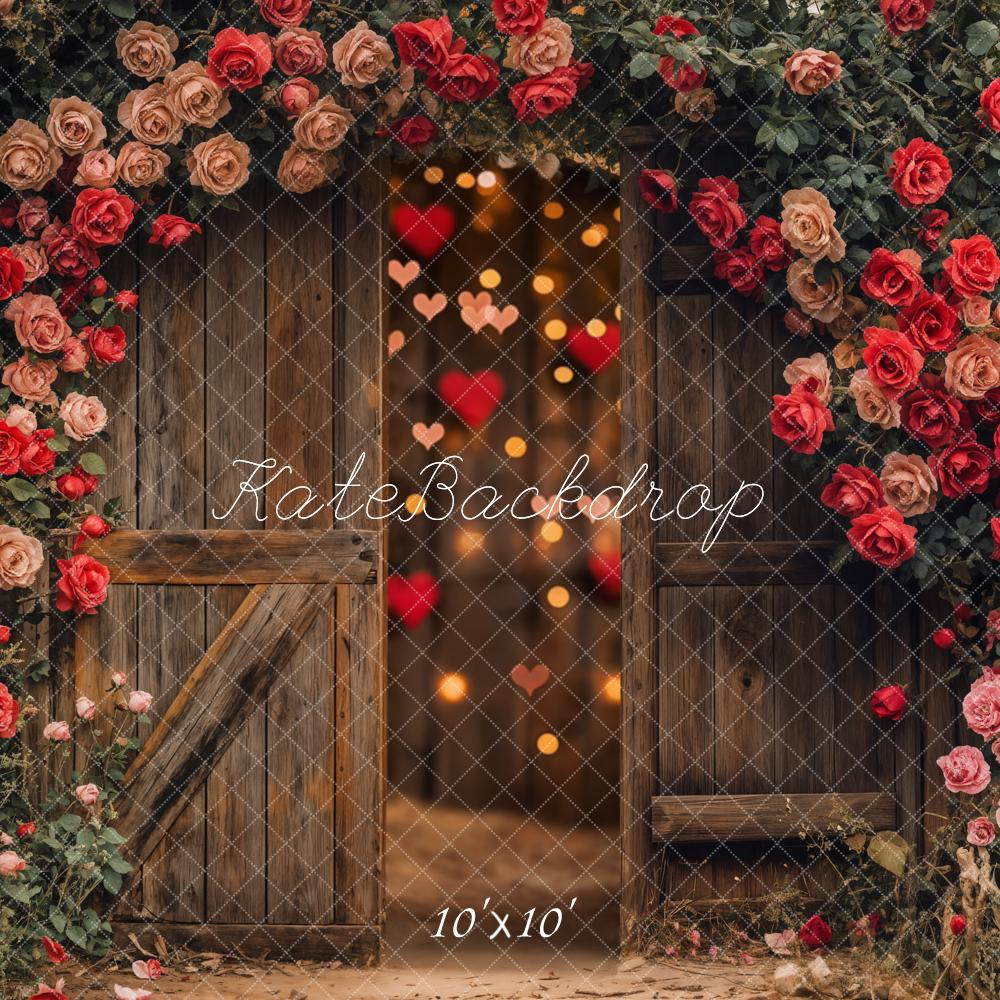 Kate Valentinstag Rosen Scheunentor Romantisch Hintergrund Entworfen von Emetselch