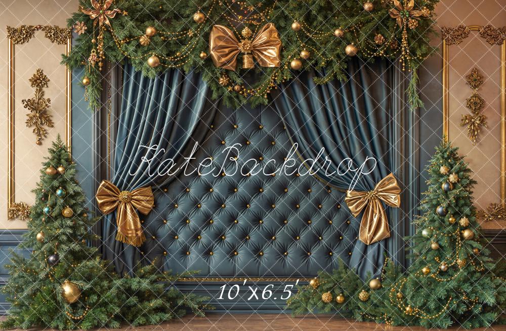 Kate Weihnachten Tannen Bogen Gold Hintergrund Entworfen von Emetselch - Kate Backdrop.de