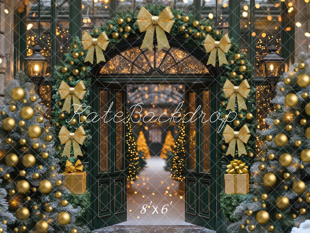 Kate Weihnachten Tor Girlande Gold Hintergrund Entworfen von Mini MakeBelieve - Kate Backdrop.de