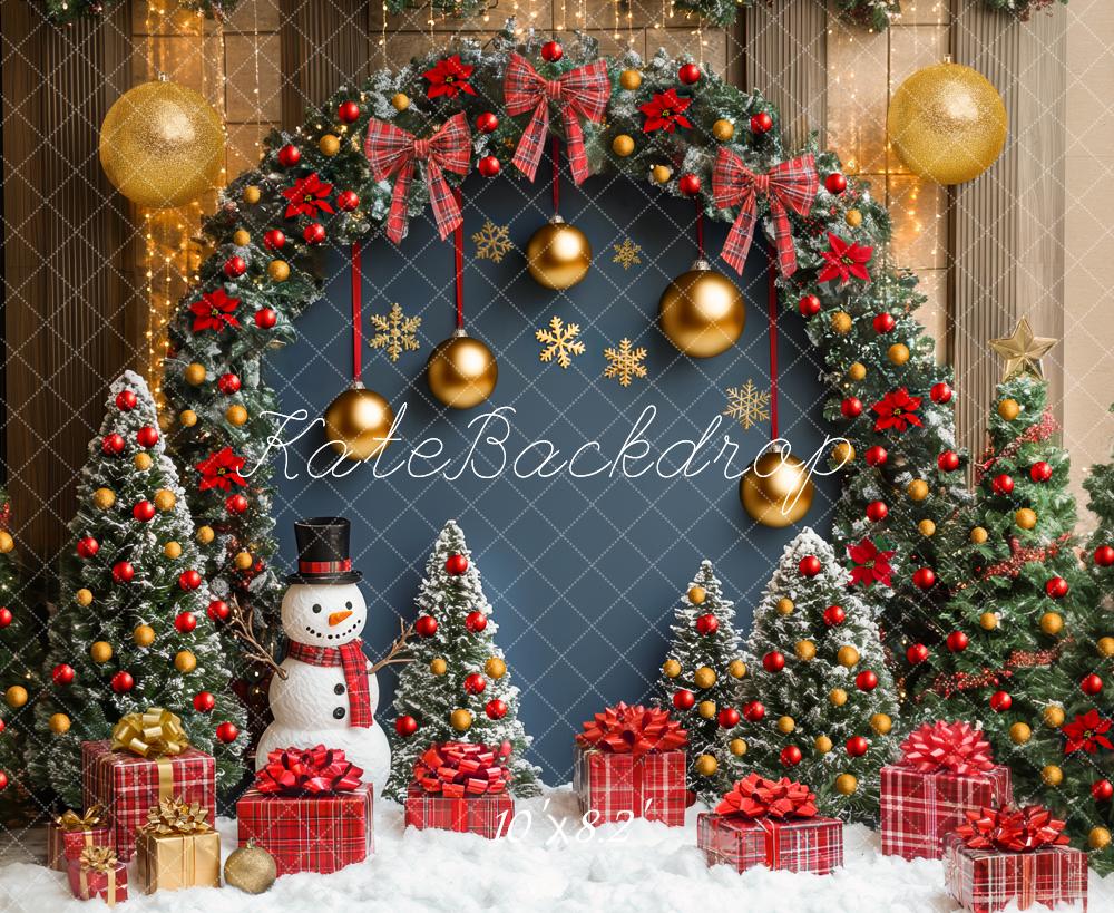 Kate Weihnachten Kranz Tannenbaum Schneemann Hintergrund Entworfen von Mini MakeBelieve - Kate Backdrop.de