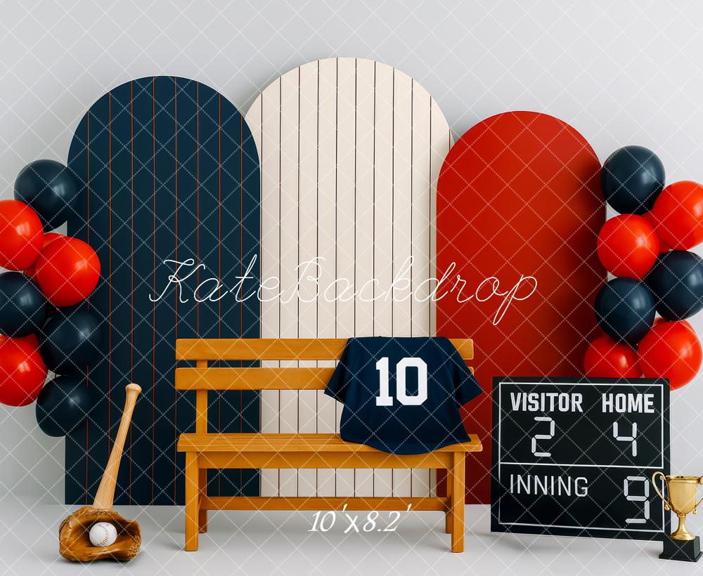 Kate Baseball Bank Scoreboard Ballons Hintergrund Entworfen von Patty Roberts - Kate Backdrop.de