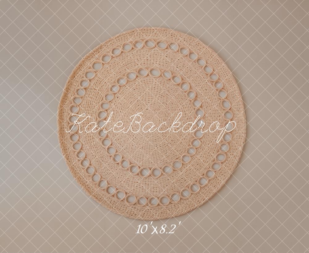 Kate Boho Rattan Teppich Beige Hintergrund Entworfen von Kate Image - Kate Backdrop.de
