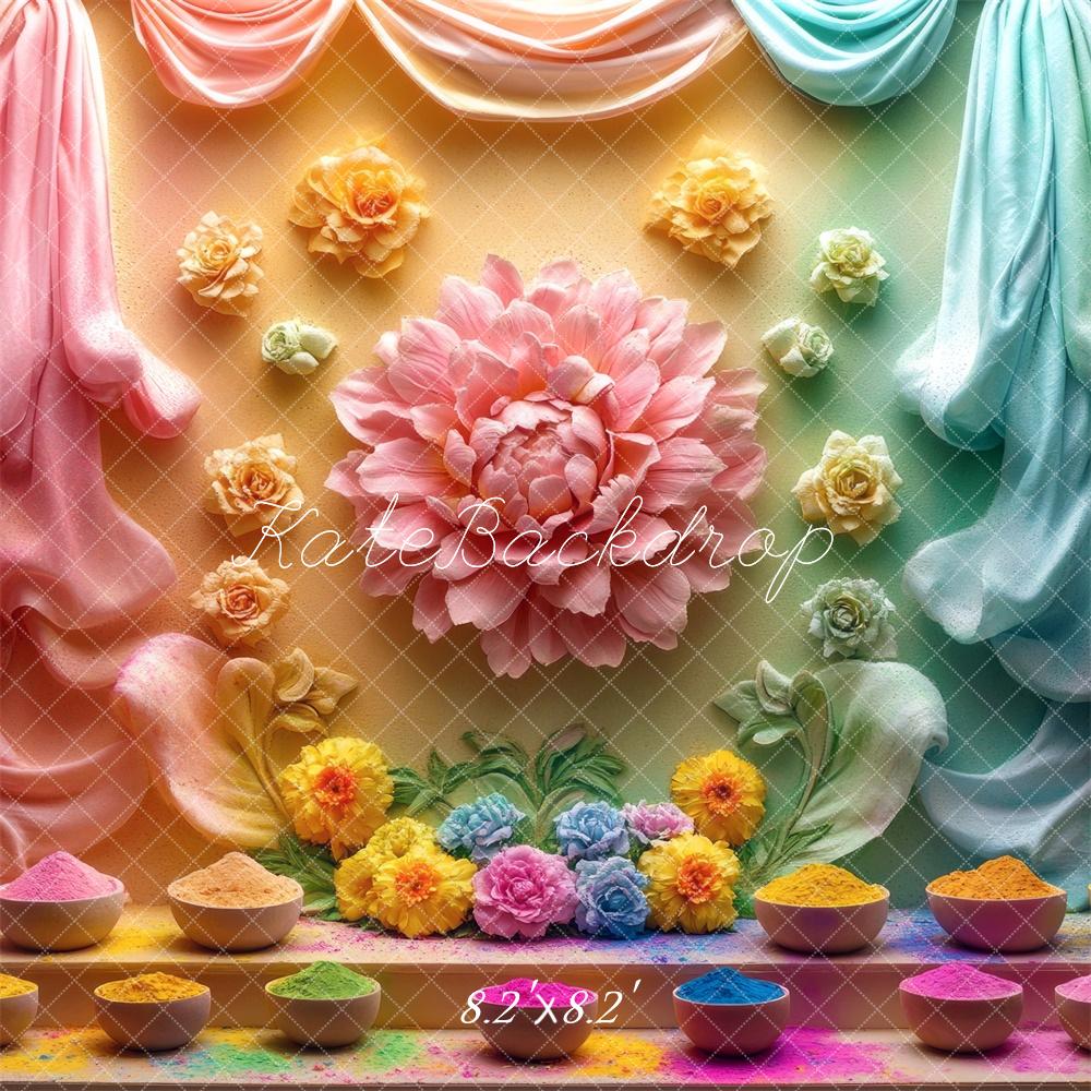 Kate Holi Blumen Farbpulver Bunt Hintergrund Entworfen von Mini MakeBelieve