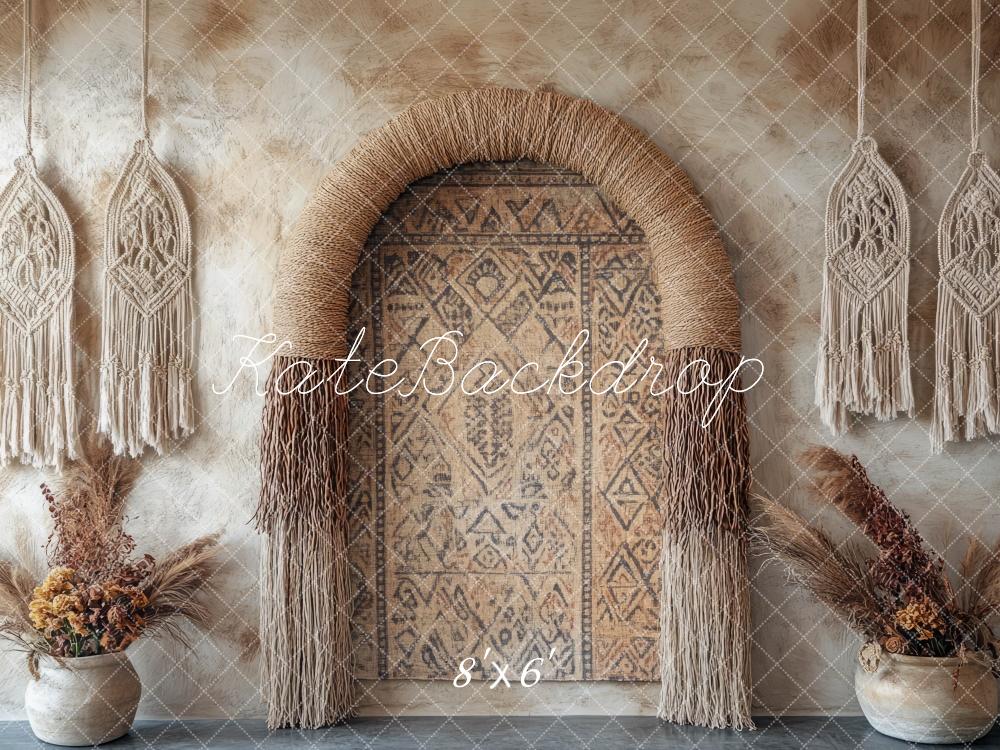 Kate Boho Makramee Bogen Vintage Hintergrund Entworfen von Mini MakeBelieve - Kate Backdrop.de