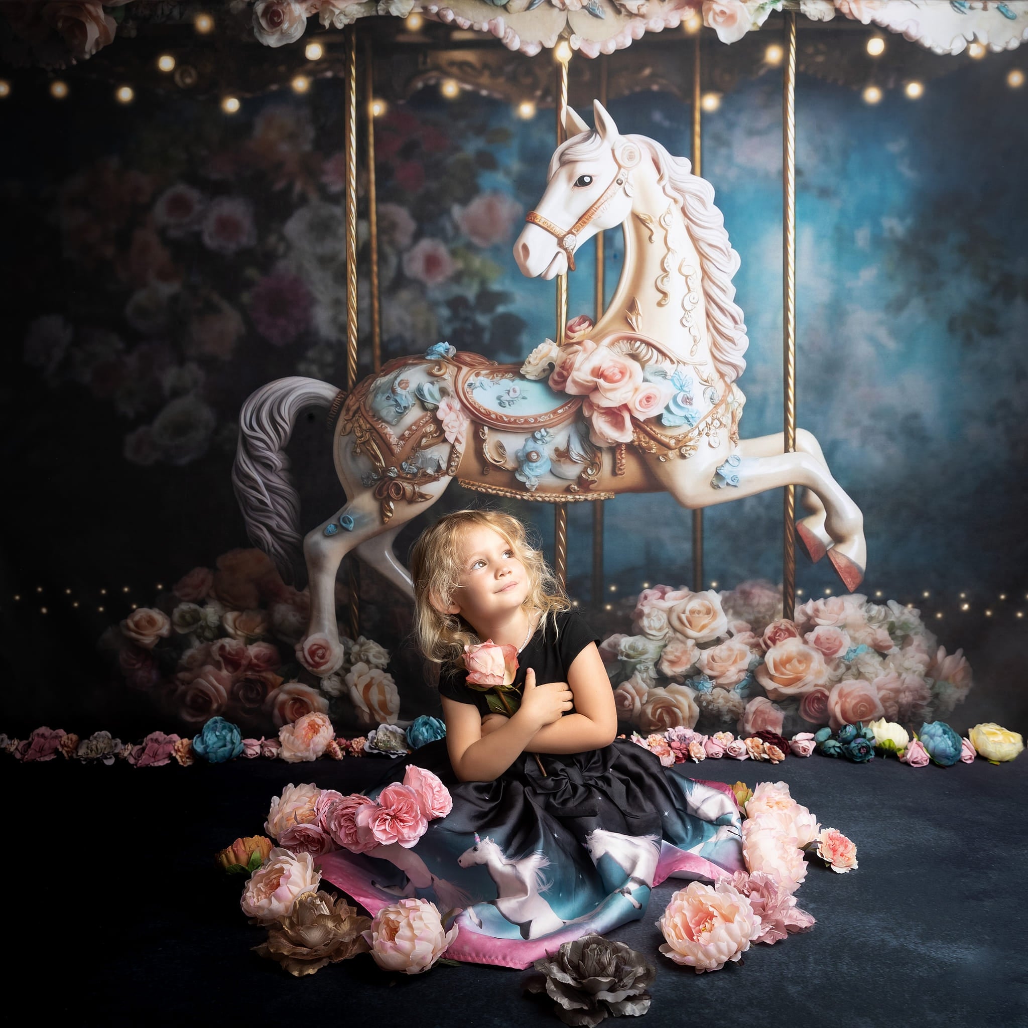 Kate Festlicher Blumen Hintergrund für Pferde von Patty Roberts