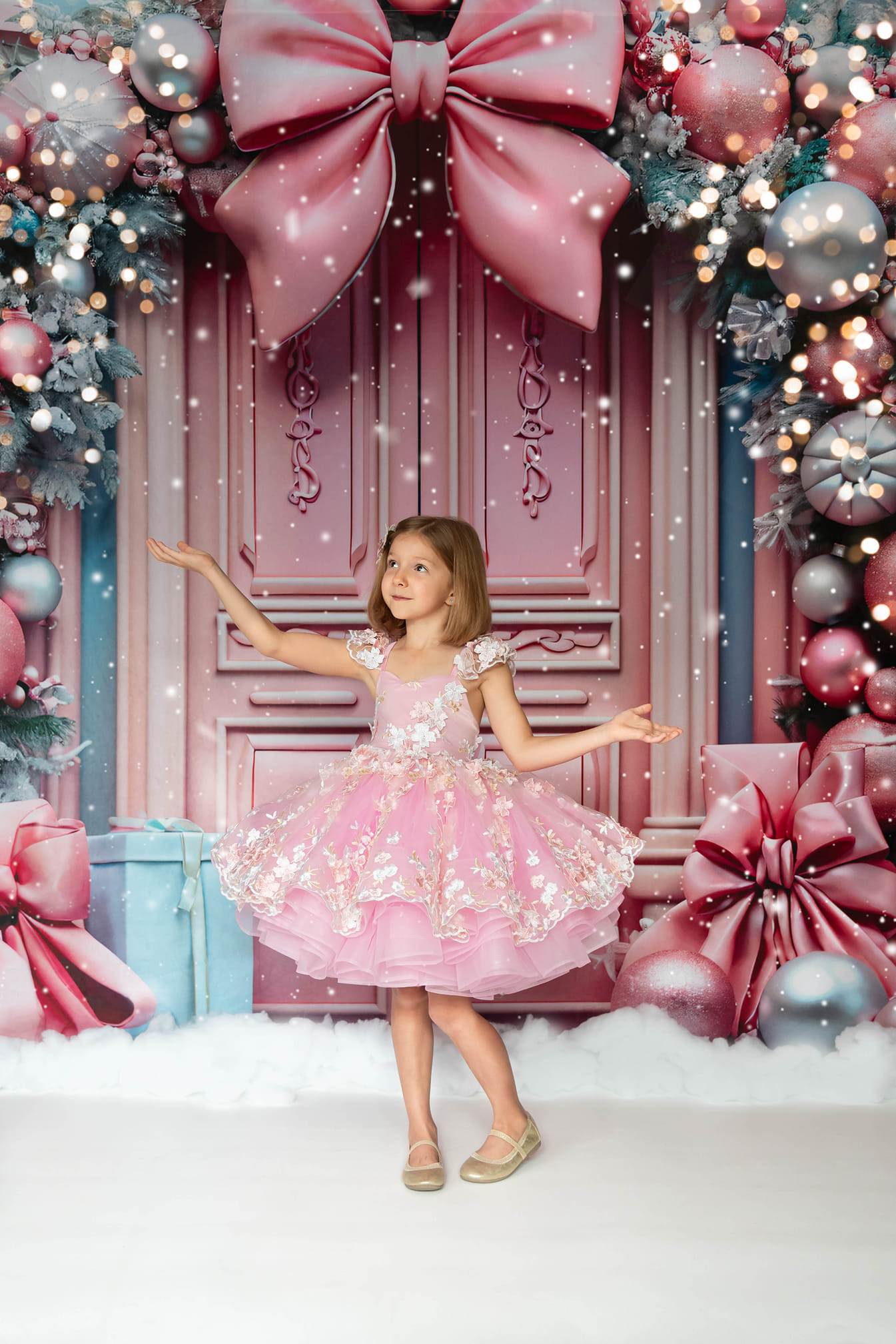 Kate Weihnachten Rosa Tür Bogen Hintergrund für Fotografie - Kate Backdrop.de