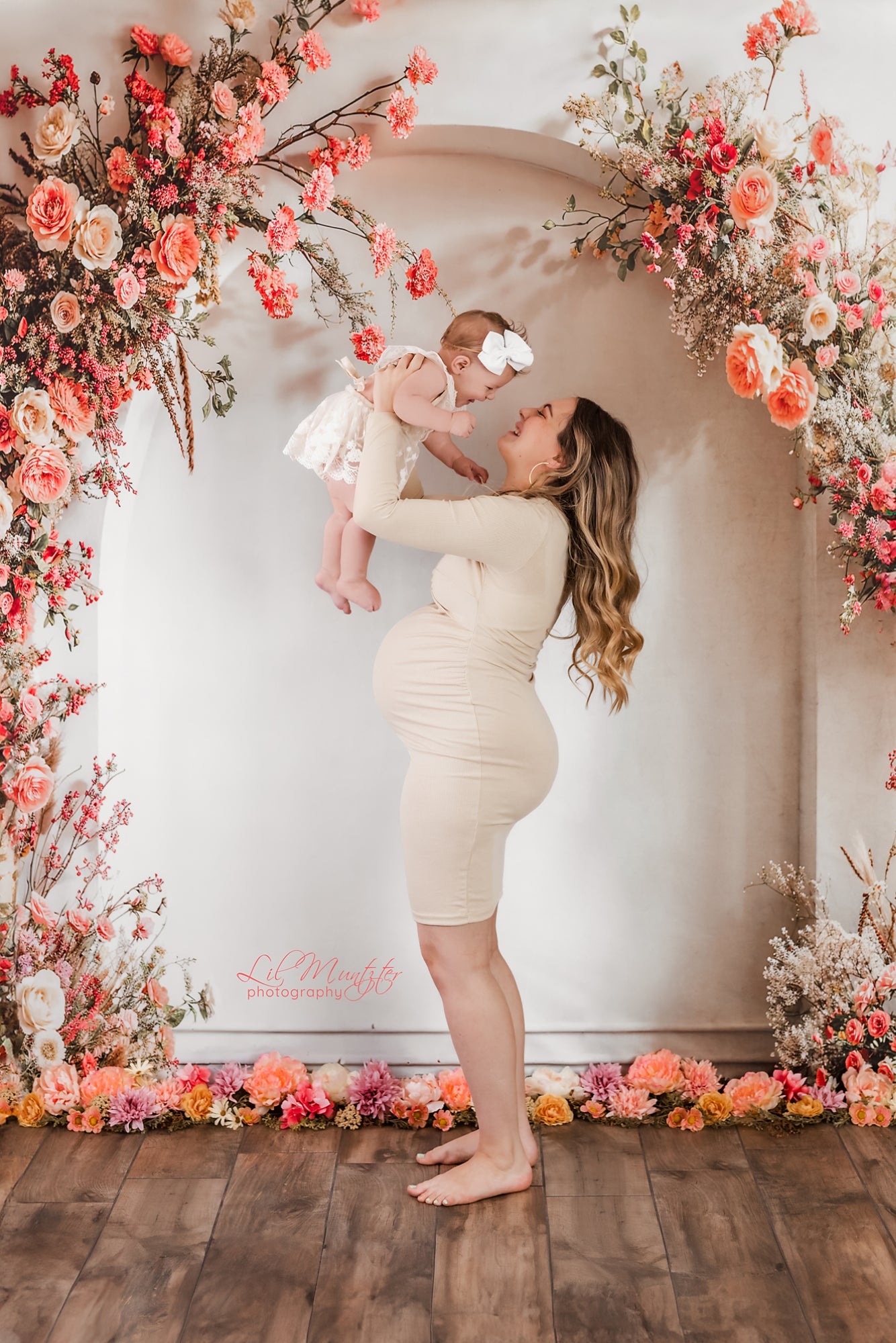 ⚡Blitzangebote #1-Kate Frühling Hochzeit Rosa Blumen Weiß Bogen Hintergrund - Kate Backdrop.de