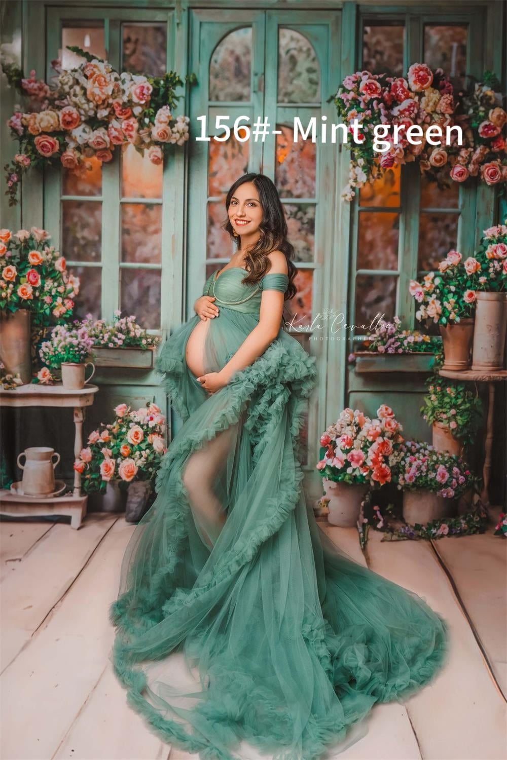 Kate Ein-Schulter-Netz-Mutterschafts-Fotoshoot-Kleid - Kate Backdrop.de