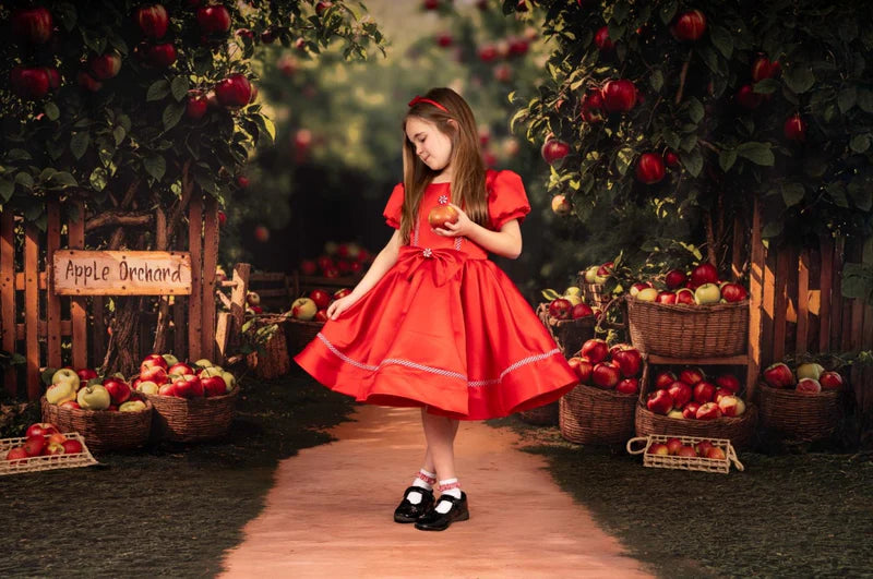 Kate Apfelgarten Hintergrund+Gartenweg Begrünung Boden Hintergrund - Kate Backdrop.de