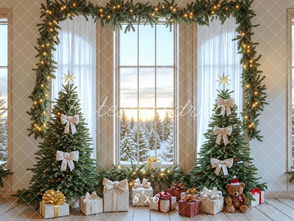 Kate Weihnachten Tannenbaum Fenster Lichter Hintergrund Entworfen von Mini MakeBelieve - Kate Backdrop.de