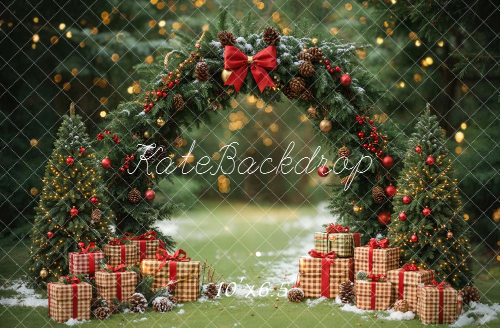 Kate Weihnachten Geschenkboxen Tannenbogen Wald Hintergrund Entworfen von Emetselch - Kate Backdrop.de