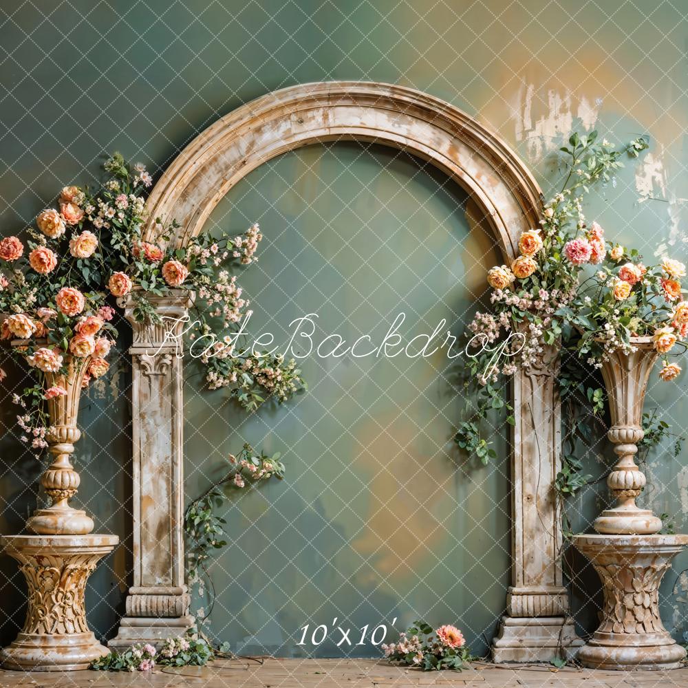 Kate Hochzeit Steinbogen Blumen Vintage Hintergrund Entworfen von Emetselch - Kate Backdrop.de