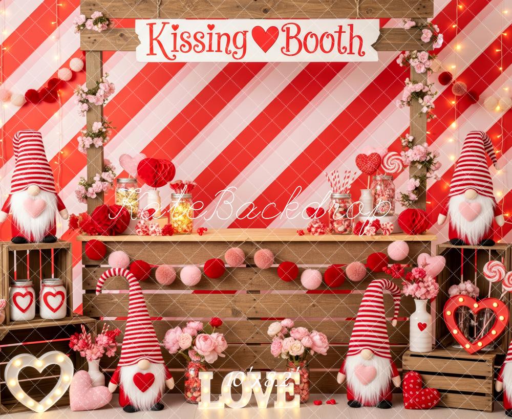 Kate Valentinstag Kissing Booth Wichtel Rot Hintergrund Entworfen von Patty Roberts