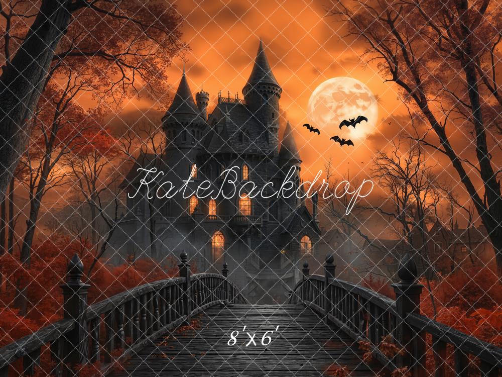 Kate Halloween Schloss Brücke Orange Hintergrund Entworfen von Emetselch