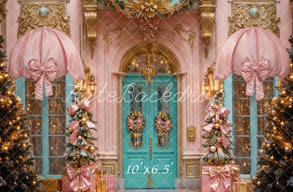 Kate Weihnachten Türkis Tür Rosa Dekor Hintergrund Entworfen von Emetselch