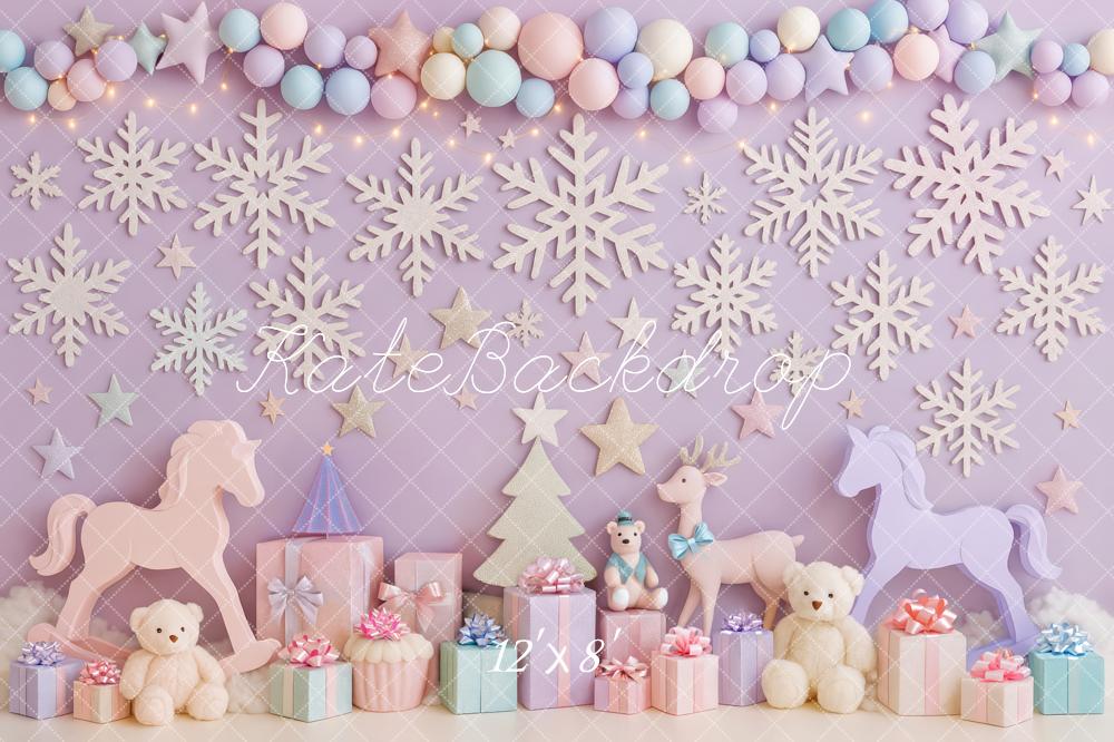 Kate Weihnachten Pastell Schneeflocken Geschenke Hintergrund Entworfen von Patty Roberts