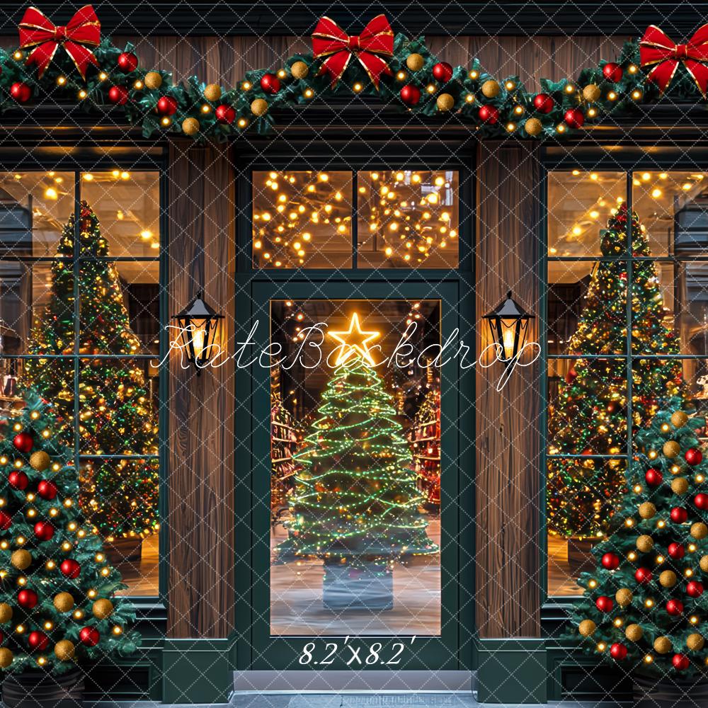 Kate Weihnachten Girlande Weihnachtsbaum Lichter Hintergrund Entworfen von Mini MakeBelieve - Kate Backdrop.de