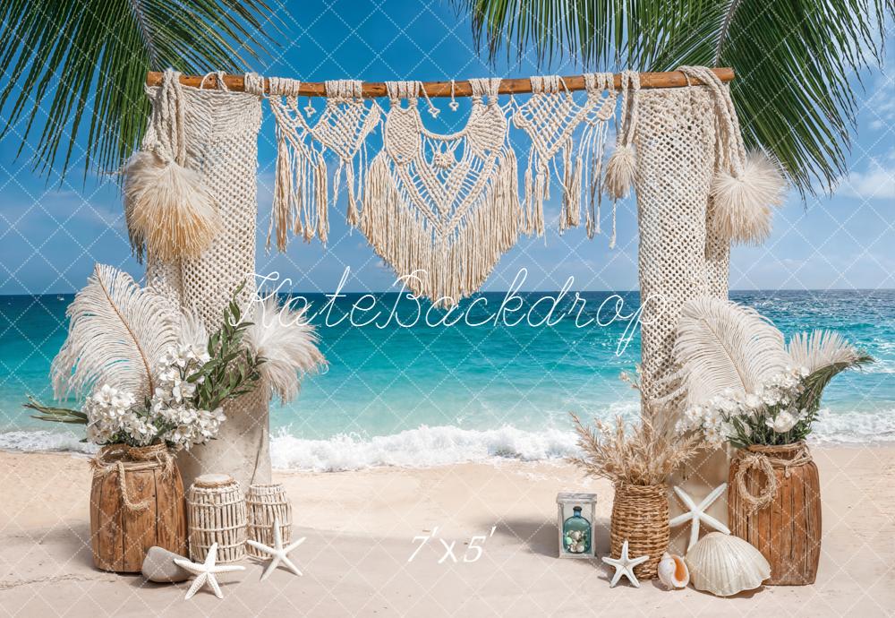 Kate Boho Strand Makramee Palmen Hintergrund Entworfen von Emetselch - Kate Backdrop.de
