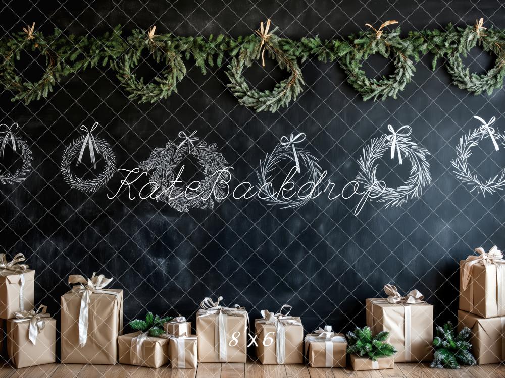Kate Weihnachten Kränze Geschenke Tafel Hintergrund Entworfen von Patty Roberts - Kate Backdrop.de