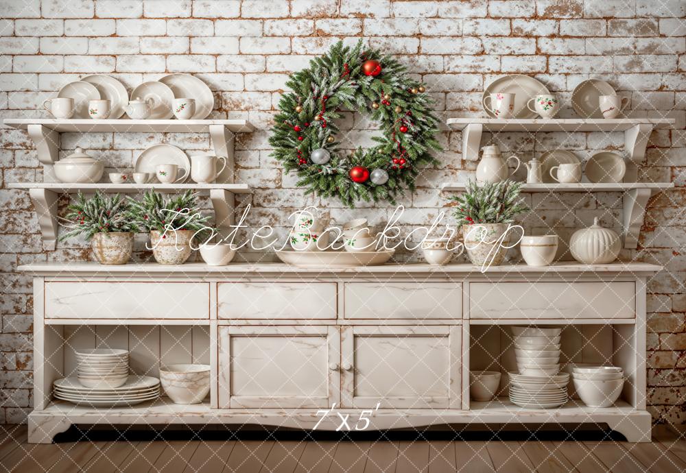 Kate Weihnachten Kranz Geschirr Vintage Hintergrund Entworfen von Emetselch